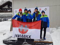 Von links nach rechts: Jeannine Rosner mit 2x Gold und 1x Silber, Valentin Brunner, Adrian Gerber 1x Gold, Lola Brugger 2x Bronze und Julian Zimmerling bei den International Children's Games in Lake Placid (USA)